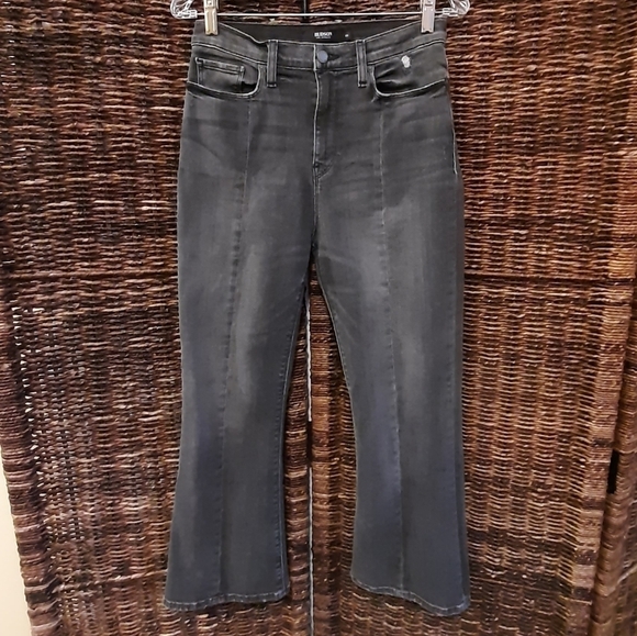 Hudson Holly Flare Jeans Women's 29 Black Grey Gray High Rise Crop Denim - Picture 1 of 9